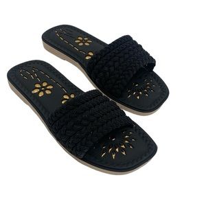 Rosy Black Floral Braided Sandal Size EU 39